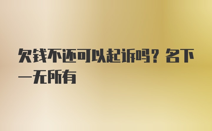 欠钱不还可以起诉吗？名下一无所有