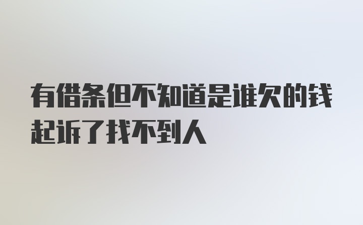 有借条但不知道是谁欠的钱起诉了找不到人