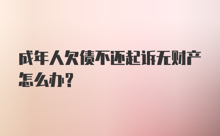 成年人欠债不还起诉无财产怎么办？