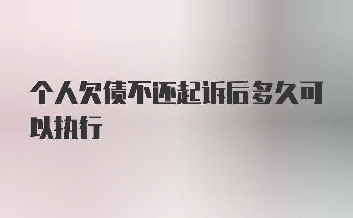 个人欠债不还起诉后多久可以执行