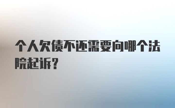 个人欠债不还需要向哪个法院起诉？