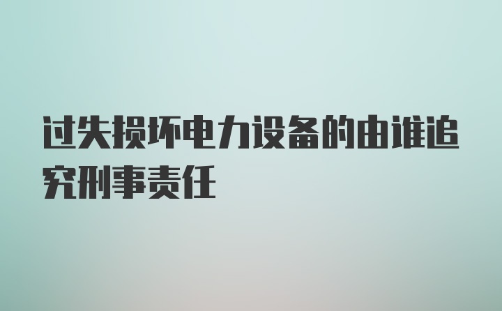 过失损坏电力设备的由谁追究刑事责任