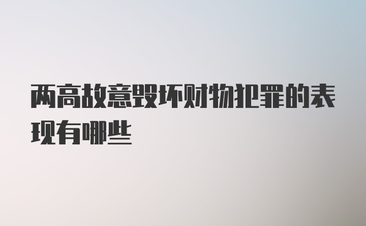 两高故意毁坏财物犯罪的表现有哪些