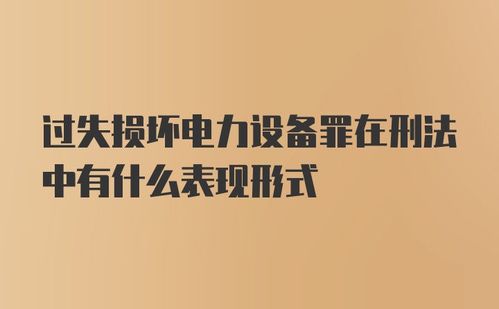 过失损坏电力设备罪在刑法中有什么表现形式