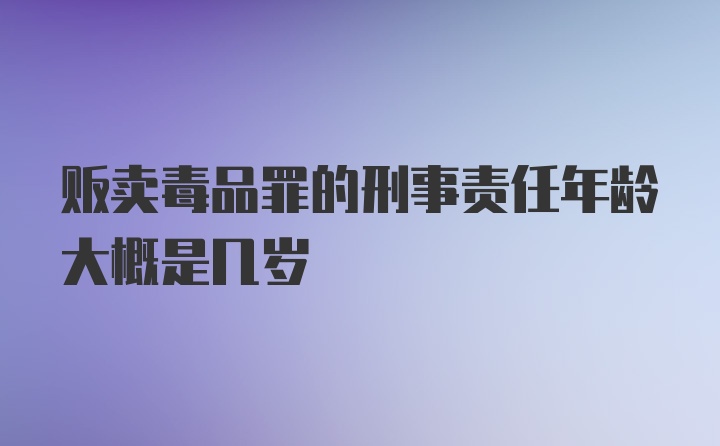 贩卖毒品罪的刑事责任年龄大概是几岁