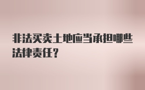 非法买卖土地应当承担哪些法律责任?