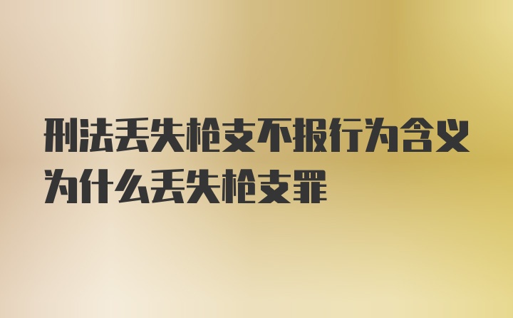 刑法丢失枪支不报行为含义为什么丢失枪支罪