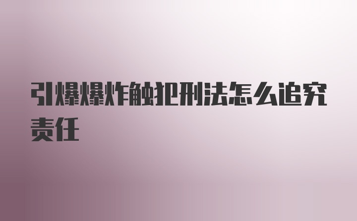 引爆爆炸触犯刑法怎么追究责任