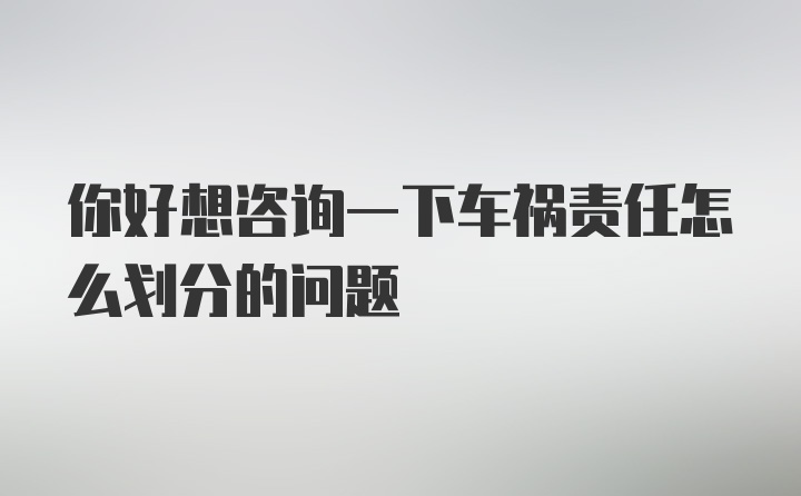 你好想咨询一下车祸责任怎么划分的问题