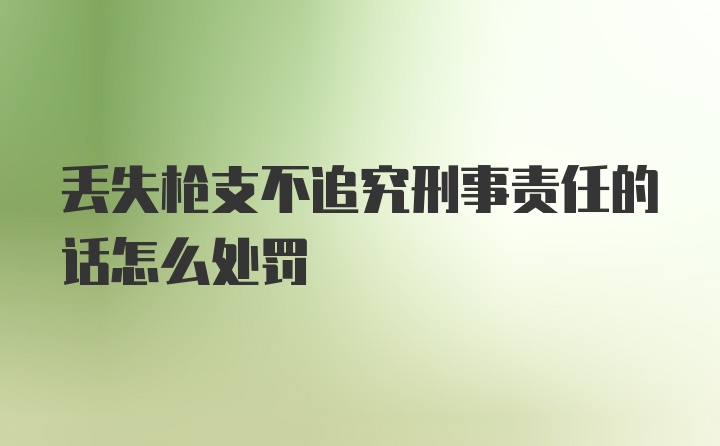 丢失枪支不追究刑事责任的话怎么处罚