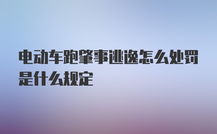 电动车跑肇事逃逸怎么处罚是什么规定