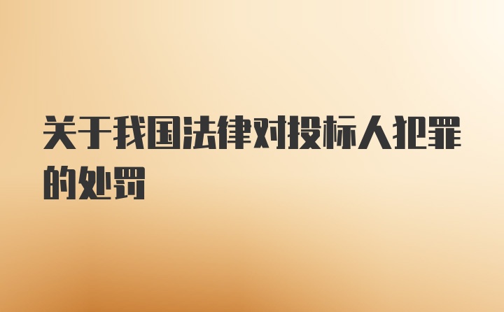 关于我国法律对投标人犯罪的处罚