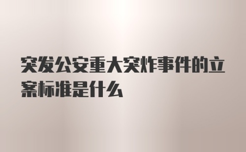 突发公安重大突炸事件的立案标准是什么