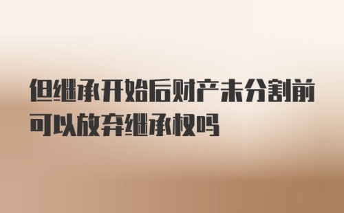 但继承开始后财产未分割前可以放弃继承权吗