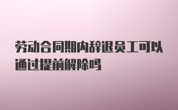 劳动合同期内辞退员工可以通过提前解除吗