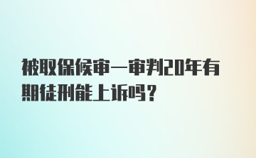 被取保候审一审判20年有期徒刑能上诉吗？