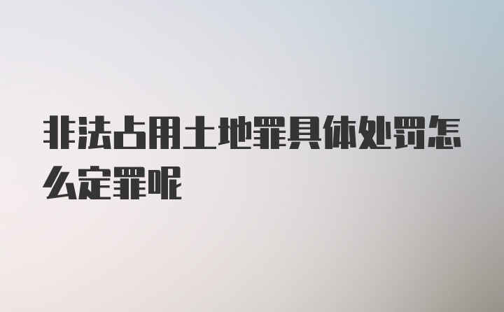 非法占用土地罪具体处罚怎么定罪呢