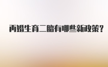 再婚生育二胎有哪些新政策？