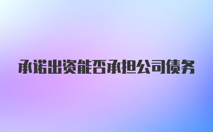 承诺出资能否承担公司债务