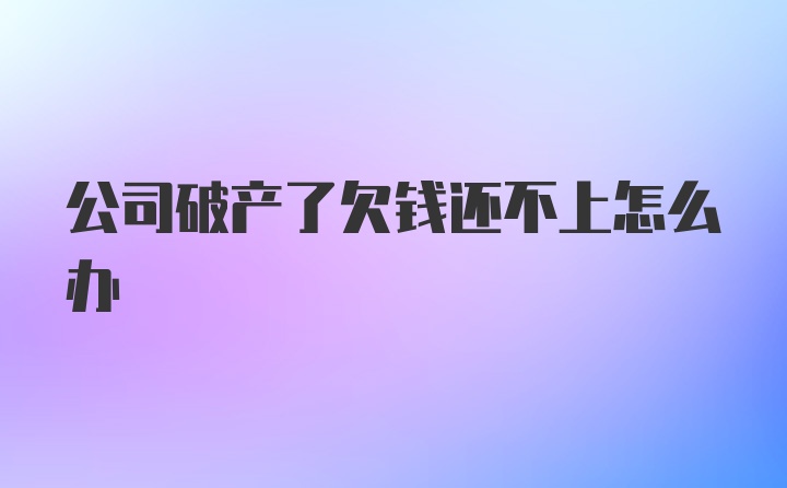 公司破产了欠钱还不上怎么办