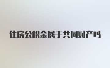 住房公积金属于共同财产吗