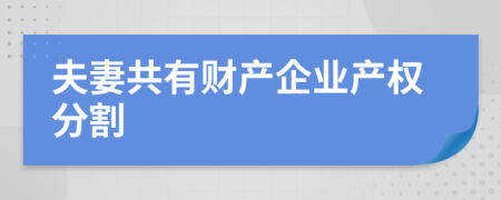 夫妻共有财产企业产权分割