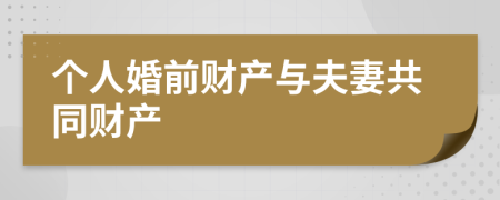 个人婚前财产与夫妻共同财产