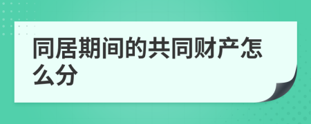 同居期间的共同财产怎么分