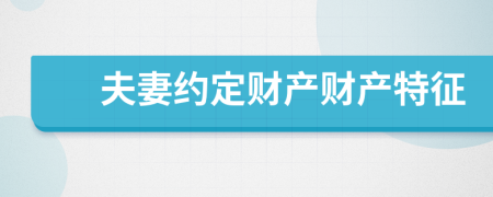 夫妻约定财产财产特征