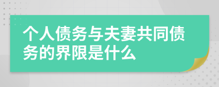 个人债务与夫妻共同债务的界限是什么