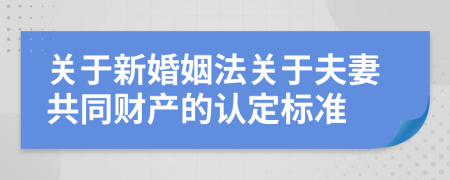 关于新婚姻法关于夫妻共同财产的认定标准