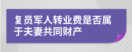 复员军人转业费是否属于夫妻共同财产