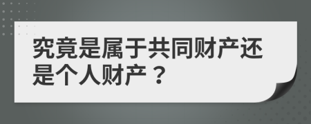 究竟是属于共同财产还是个人财产？