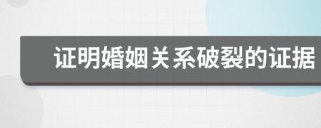 证明婚姻关系破裂的证据