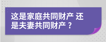 这是家庭共同财产 还是夫妻共同财产 ?