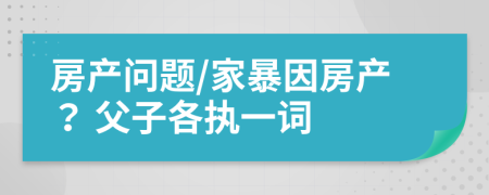 房产问题/家暴因房产？ 父子各执一词