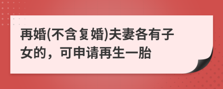 再婚(不含复婚)夫妻各有子女的，可申请再生一胎