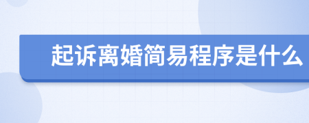 起诉离婚简易程序是什么