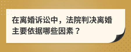 在离婚诉讼中，法院判决离婚主要依据哪些因素？