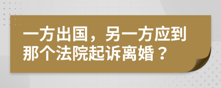 一方出国，另一方应到那个法院起诉离婚？