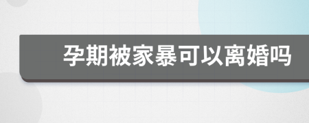 孕期被家暴可以离婚吗