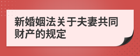 新婚姻法关于夫妻共同财产的规定