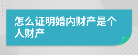 怎么证明婚内财产是个人财产