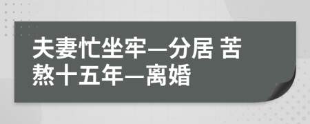 夫妻忙坐牢—分居 苦熬十五年—离婚