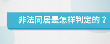 非法同居是怎样判定的？