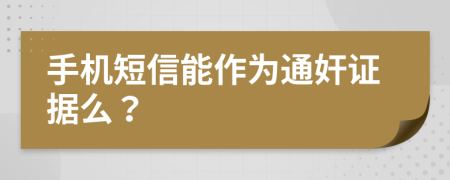手机短信能作为通奸证据么？
