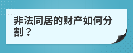 非法同居的财产如何分割？