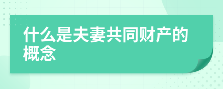 什么是夫妻共同财产的概念