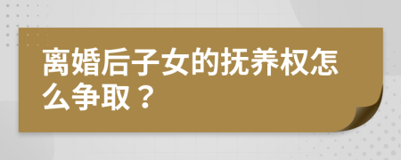 离婚后子女的抚养权怎么争取？