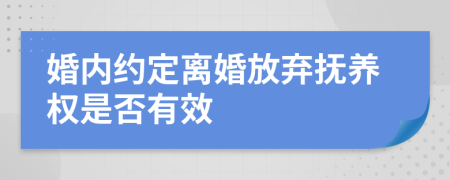 婚内约定离婚放弃抚养权是否有效